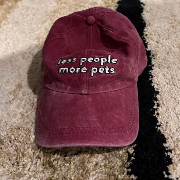 NWOT LESS PEOPLE MORE PETS Burgundy Ball Cap Adjustable Sizing - People < Pets - Picture 5 of 8